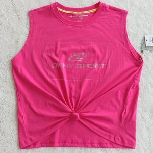 💖DKNY Sport pink rhinestone embellished logo cotton tank top